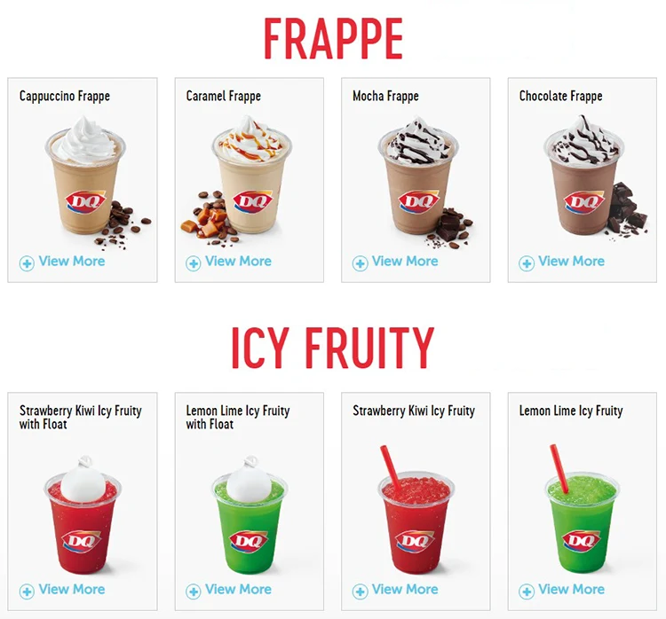 Dairy Queen Frappe menu