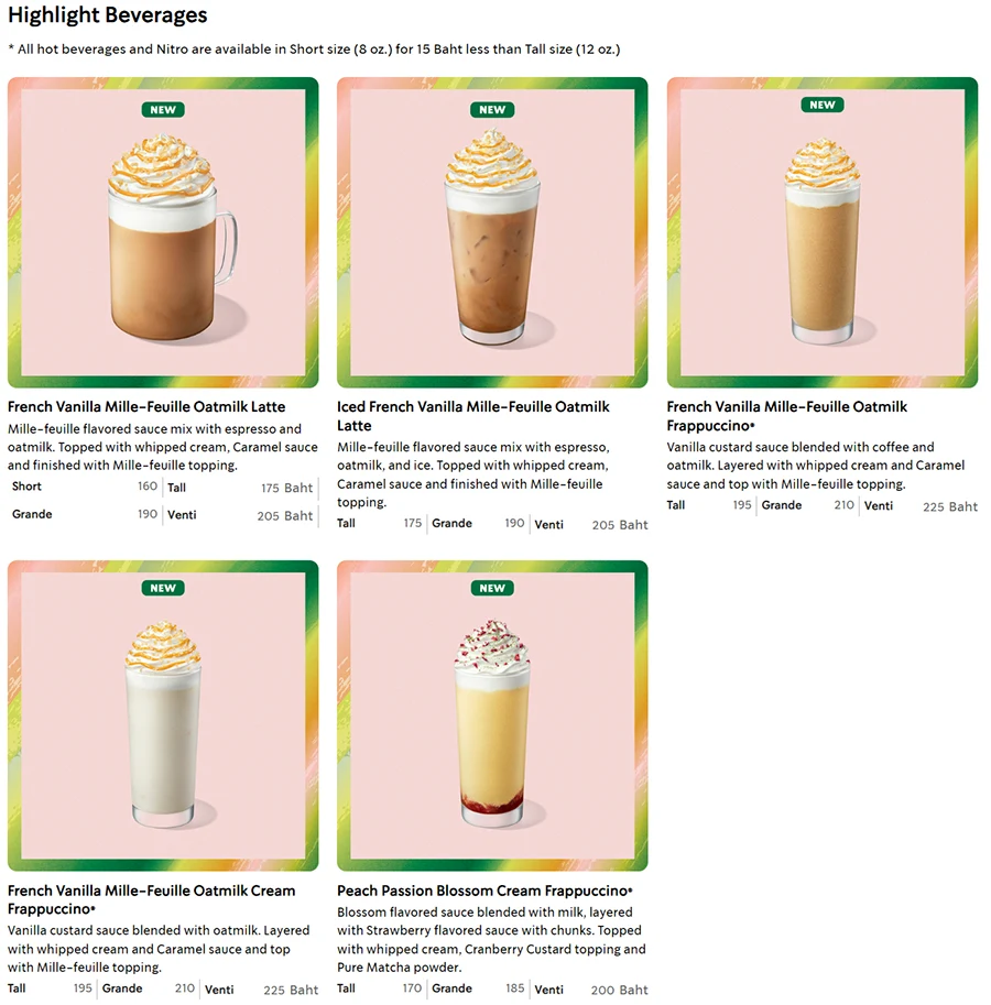 Starbucks Bangkok highlight beverages menu